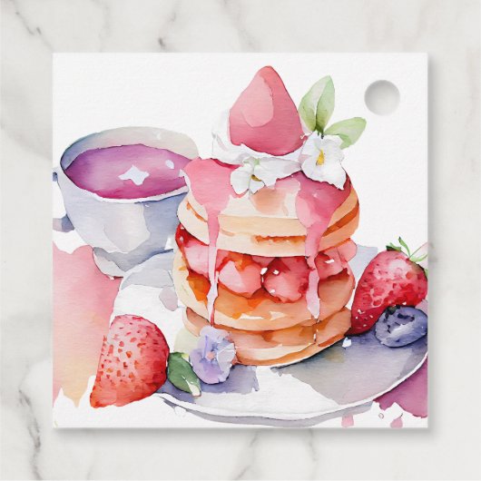 Wasserfarbe Pancake Baby Brunch Dusche Geschenkanhänger (Rückseite)