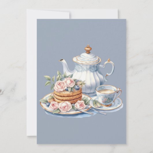 Wasserfarbe Pancake Blueberry Baby Dusche Brunch Einladung (Rückseite)