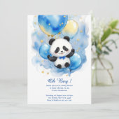 Wasserfarbe Panda Kinderdusche Einladung (Stehend Vorderseite)