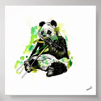 Wasserfarbe Panda Poster
