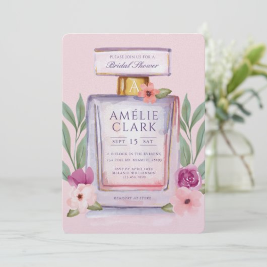 Wasserfarbe Parfüm Flasche Brautparty Einladung (Stehend Vorderseite)