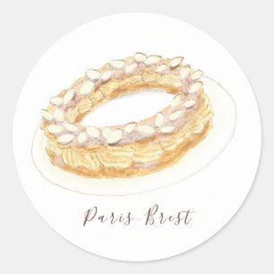 Wasserfarbe Paris-Brest Runder Aufkleber