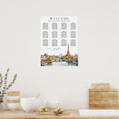 Wasserfarbe Paris Frankreich Hochzeitskarte Poster (Küche)