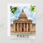 Wasserfarbe Paris Pantheon Sketch Malerei Postkart Postkarte (Vorne/Hinten)