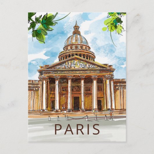 Wasserfarbe Paris Pantheon Sketch Malerei Postkart Postkarte (Vorderseite)