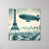 Wasserfarbe Paris Skyline mit Dirigible und Eiffel Leinwanddruck (Vorderseite)