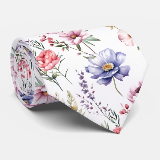 Wasserfarbe Pastel Florals Krawatte (Gerollt)
