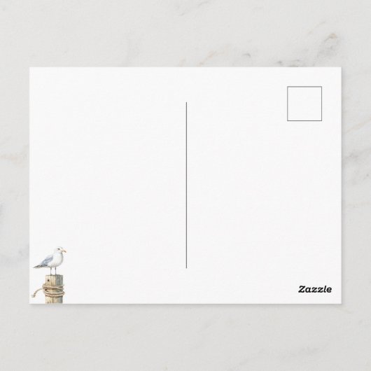 Wasserfarbe Patriotische Dog Americana Beach Szene Postkarte (Rückseite)