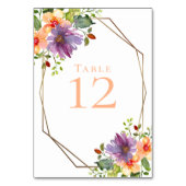 Wasserfarbe Peach floral Bold Moderne Hochzeit Tischnummer (Rückseite)