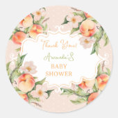 Wasserfarbe Peach Girl Babydusche Vielen Dank Runder Aufkleber (Vorderseite)