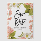 Wasserfarbe Peach Hydrangea Save the Date Pergament Einladungen (Vorderseite)