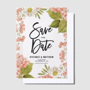 Wasserfarbe Peach Hydrangea Save the Date Pergament Einladungen