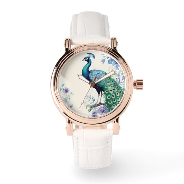 Wasserfarbe Peacock Armbanduhr (Vorderseite)