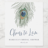 Wasserfarbe Peacock Feather Brautparty Gefallen Weinetikett (Einzelnes Label)