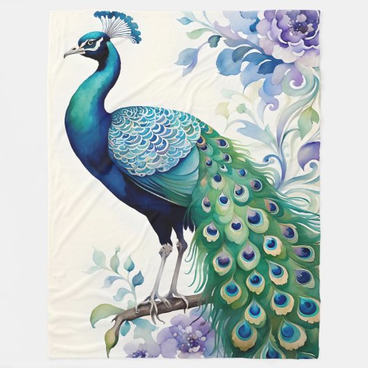 Wasserfarbe Peacock Fleecedecke (Vorderseite)
