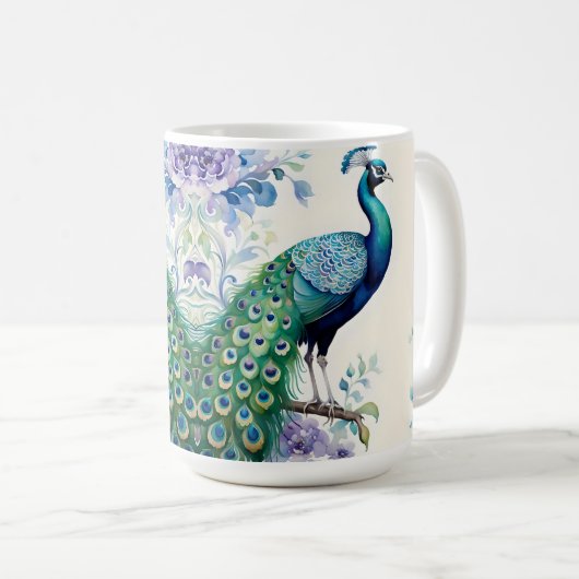 Wasserfarbe Peacock Kaffeetasse (VorderseiteRechts)