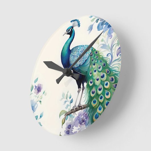 Wasserfarbe Peacock Runde Wanduhr (Winkel)