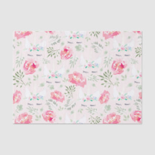 Wasserfarbe Peonie Unicorn in Rosa Seidenpapier