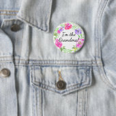 Wasserfarbe Peony Baby Dusche Ich bin Oma Name Tag Button (Beispiel)