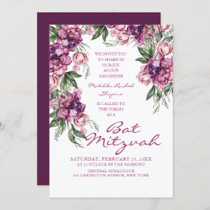 Wasserfarbe Peony Corporate Logo Bat Mitzvah Einladung