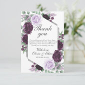 Wasserfarbe Peony Lila Grau Silver Hochzeit im Her Dankeskarte (Stehend Vorderseite)