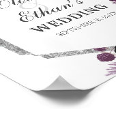 Wasserfarbe Peony Lila Grau Silver Hochzeit im Her Poster (Ecke)