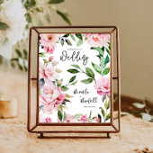 Wasserfarbe Peony Magnolia Pink Hochzeit Willkomme Poster