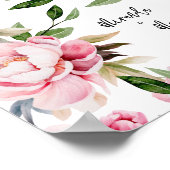Wasserfarbe Peony Magnolia Pink Hochzeit Willkomme Poster (Ecke)
