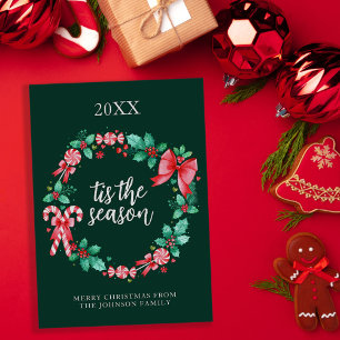 Wasserfarbe Peppermint Candy Cane Weihnachtsfeiert Feiertagskarte