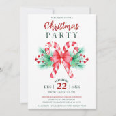 Wasserfarbe Peppermint Candy Cane Weihnachtsgebäck Einladung (Vorderseite)