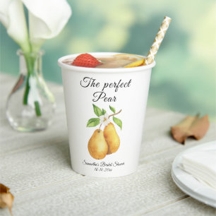 Wasserfarbe Perfektes Pear Floral Brautparty Pappbecher