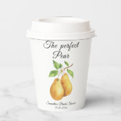 Wasserfarbe Perfektes Pear Floral Brautparty Pappbecher (Rückseite)