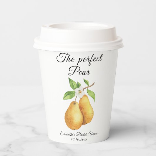 Wasserfarbe Perfektes Pear Floral Brautparty Pappbecher (Rückseite)