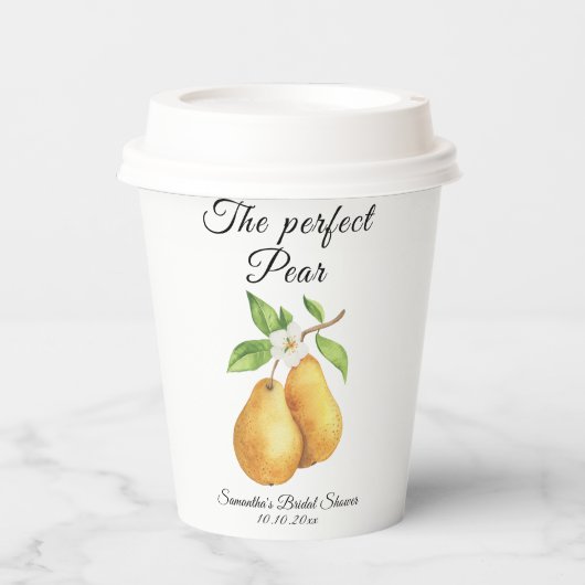 Wasserfarbe Perfektes Pear Floral Brautparty Pappbecher (Vorderseite)