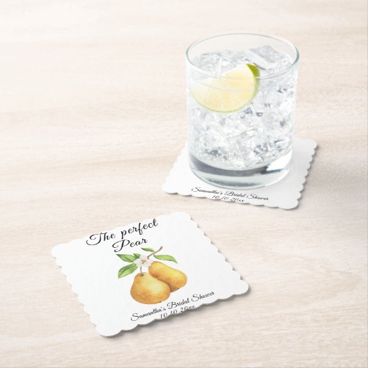 Wasserfarbe Perfektes Pear Floral Brautparty Untersetzer (Vor Ort)