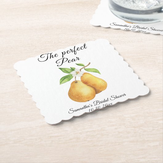 Wasserfarbe Perfektes Pear Floral Brautparty Untersetzer (angewinkelt)