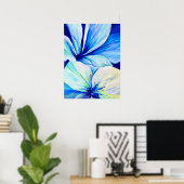 Wasserfarbe Persian Blue Lilies Petals Pattern Poster (Heimbüro)