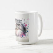 Wasserfarbe Persische Katze Farbiges Portrait Kaffeetasse (VorderseiteRechts)