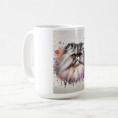 Wasserfarbe Persische Katze Farbiges Portrait Kaffeetasse (Vorderseite Links)