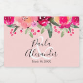 Wasserfarbe Personalisierte Hochzeit Pink Mini Schaumweinetikett (Einzelnes Label)