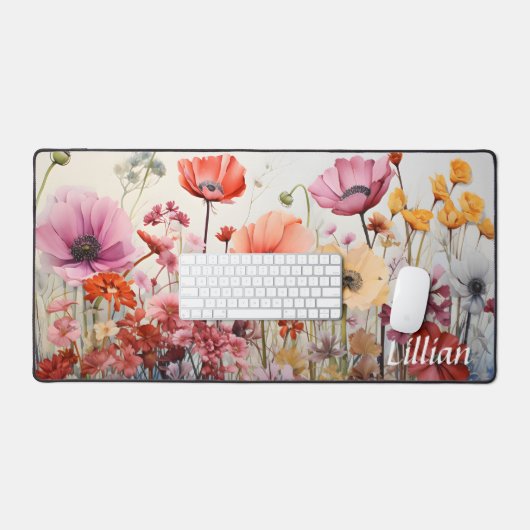 Wasserfarbe, Personalisierte Wildblume Schreibtisc Schreibtischunterlage (Tastatur & Maus)