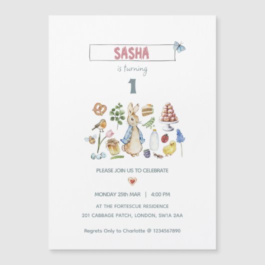 Wasserfarbe Peter des Kaninchens Magneteinladung (Vorderseite)