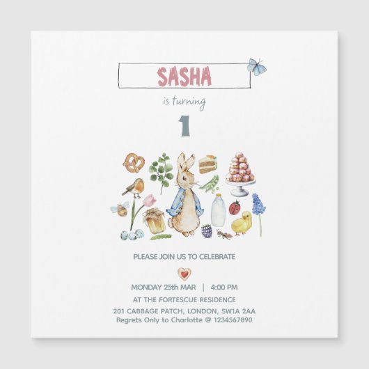 Wasserfarbe Peter des Kaninchens Magneteinladung (Vorderseite)