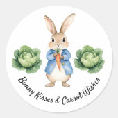 Wasserfarbe Peter Rabbit Garden Cabbage Babydusche Runder Aufkleber (Vorderseite)