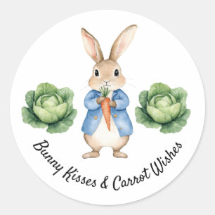 Wasserfarbe Peter Rabbit Garden Cabbage Babydusche Runder Aufkleber