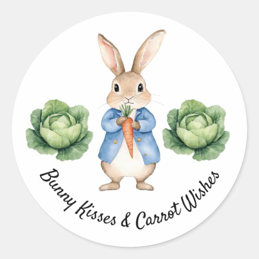 Wasserfarbe Peter Rabbit Garden Cabbage Babydusche Runder Aufkleber (Vorderseite)
