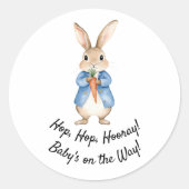 Wasserfarbe Peter Rabbit Garden Party Babydusche Runder Aufkleber (Vorderseite)