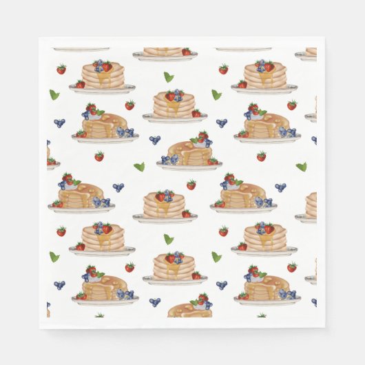 Wasserfarbe Pfannkuchen Beeren Frühstück Brunch Serviette (Vorderseite)