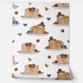 Wasserfarbe Pfannkuchen Beeren Frühstück Küche Tapete (Abrollen)