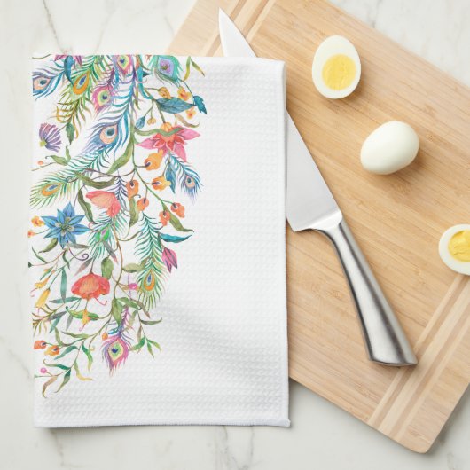 Wasserfarbe Pfauen Küchentücher (Viertel Falte)